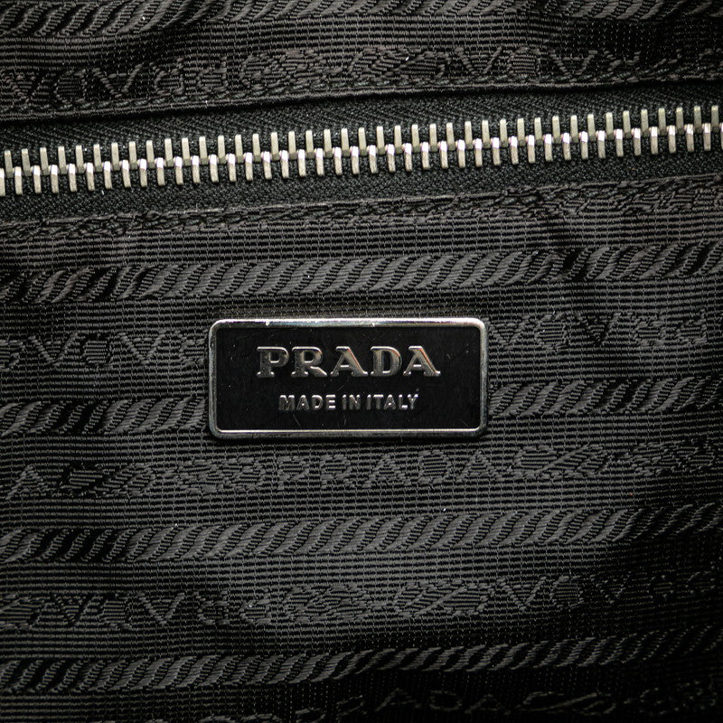 Prada Nylon Leather Triangle Logo Handbag