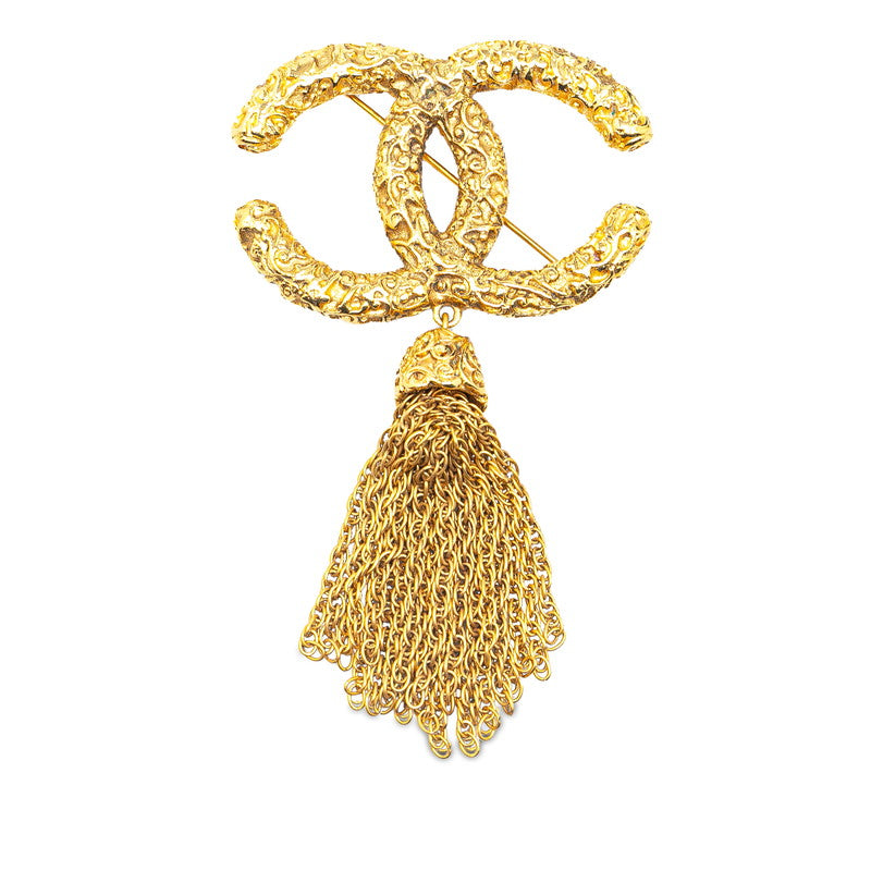 Chanel Vintage Coco Mark Lava Tassel Brooch in Very Good Condition