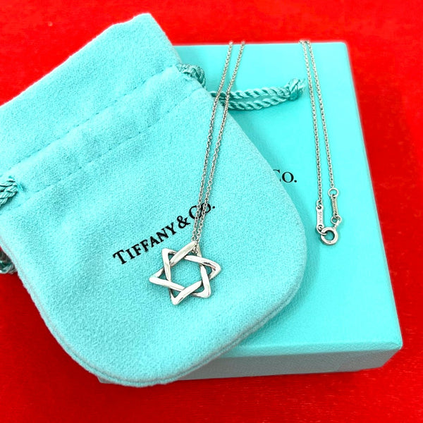 Tiffany Co Star of David Silver Necklace