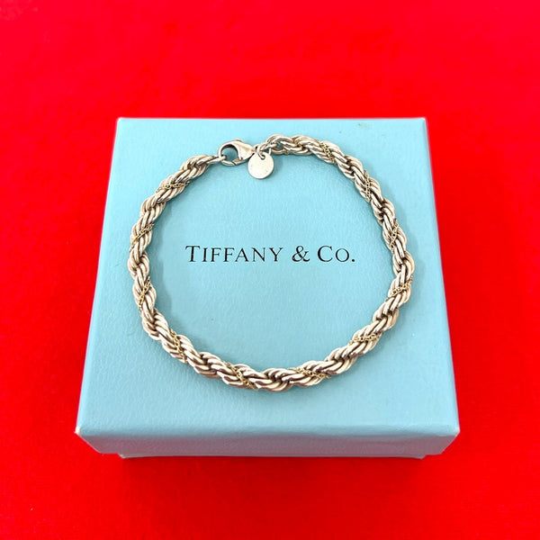 Tiffany&Co. Twist Rope Silver Au750 Bracelet