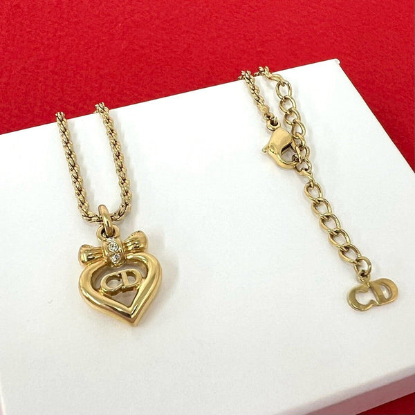 Christian Dior Heart Ribbon Necklace