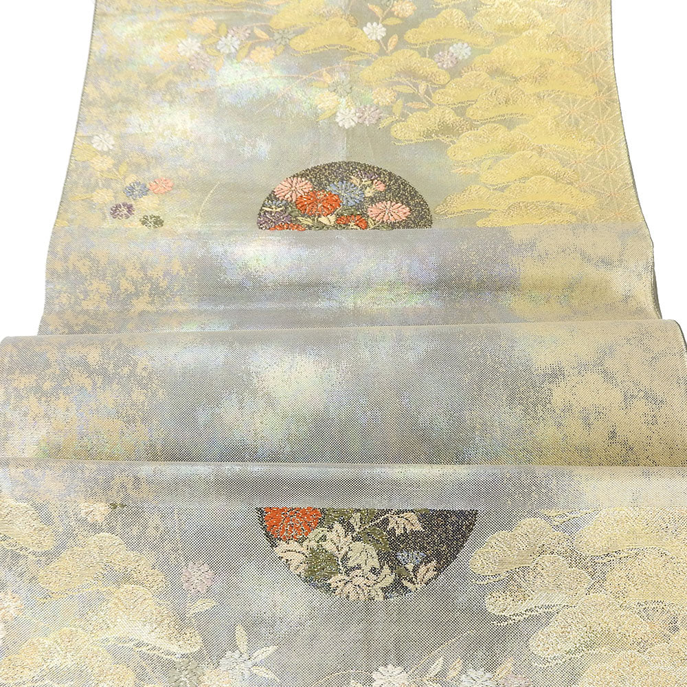 Silk Bag Belt Formal Kimono Pine Flower Peony