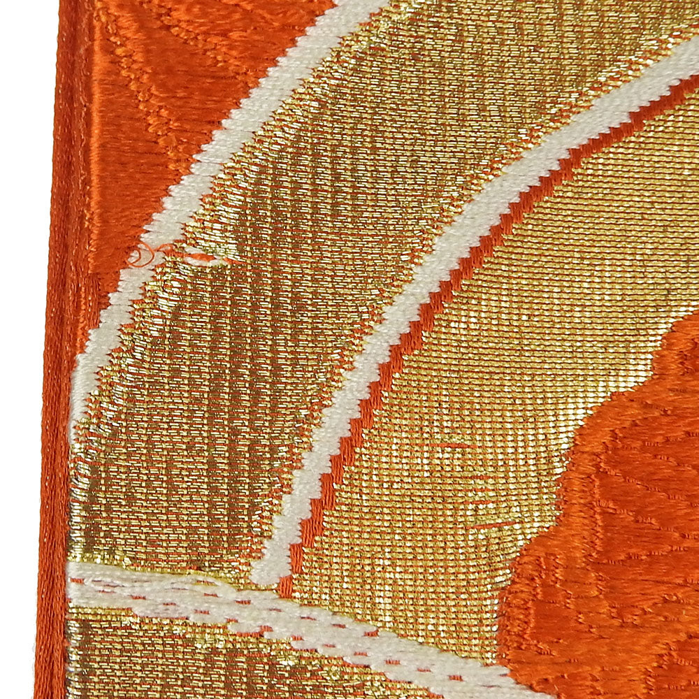 Silk Furisode Bag Belt Orange Embroidery