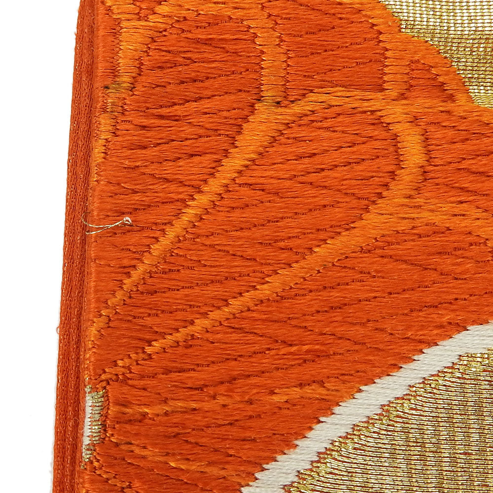 Silk Furisode Bag Belt Orange Embroidery