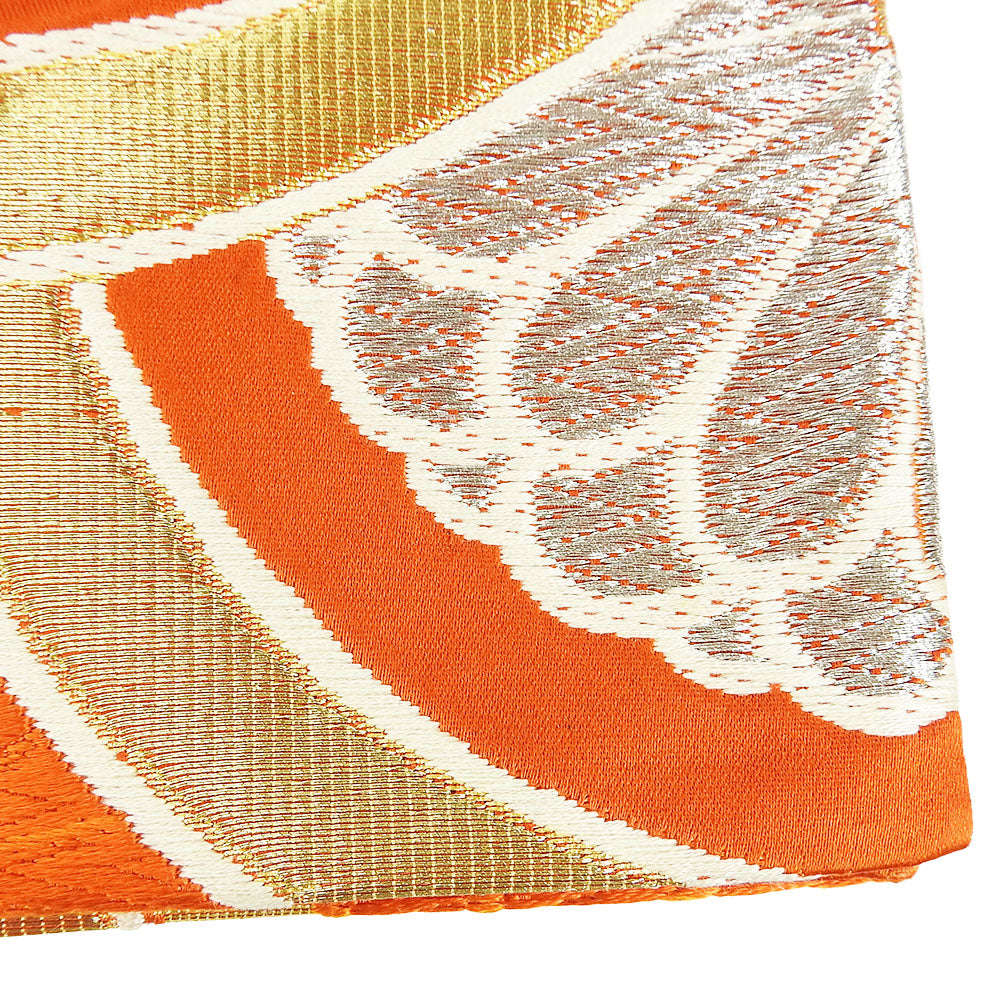 Silk Furisode Bag Belt Orange Embroidery