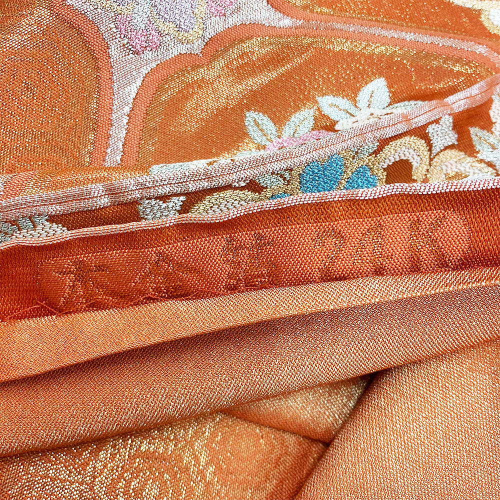 Silk Furisode Belt Orange Pastel Kimono Accessory