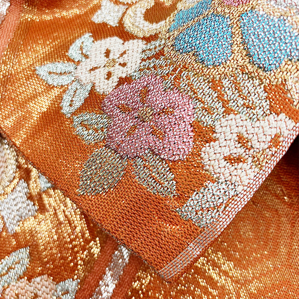 Silk Furisode Belt Orange Pastel Kimono Accessory