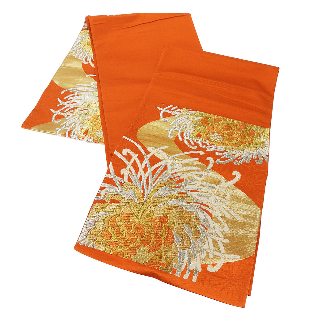 Silk Furisode Bag Belt Orange Gold