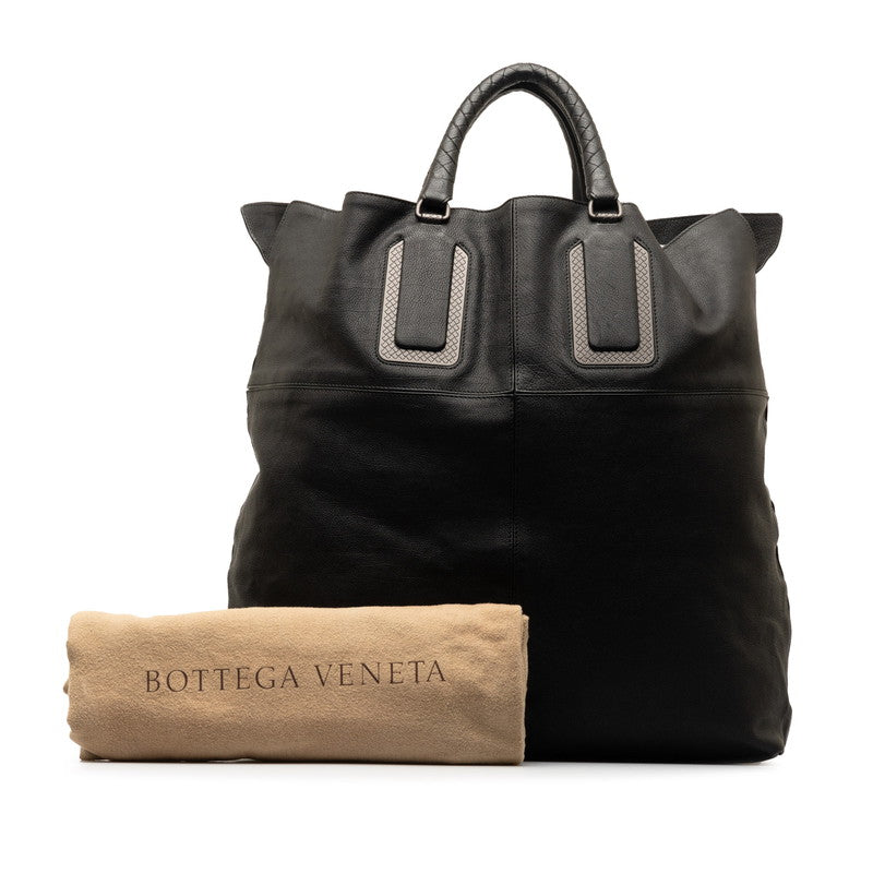 Bottega Veneta Intrecciato Leather Tote Bag Black in Very Good Condition