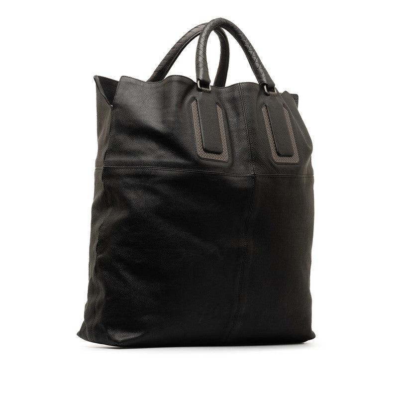 Bottega Veneta Intrecciato Leather Tote Bag Black in Very Good Condition