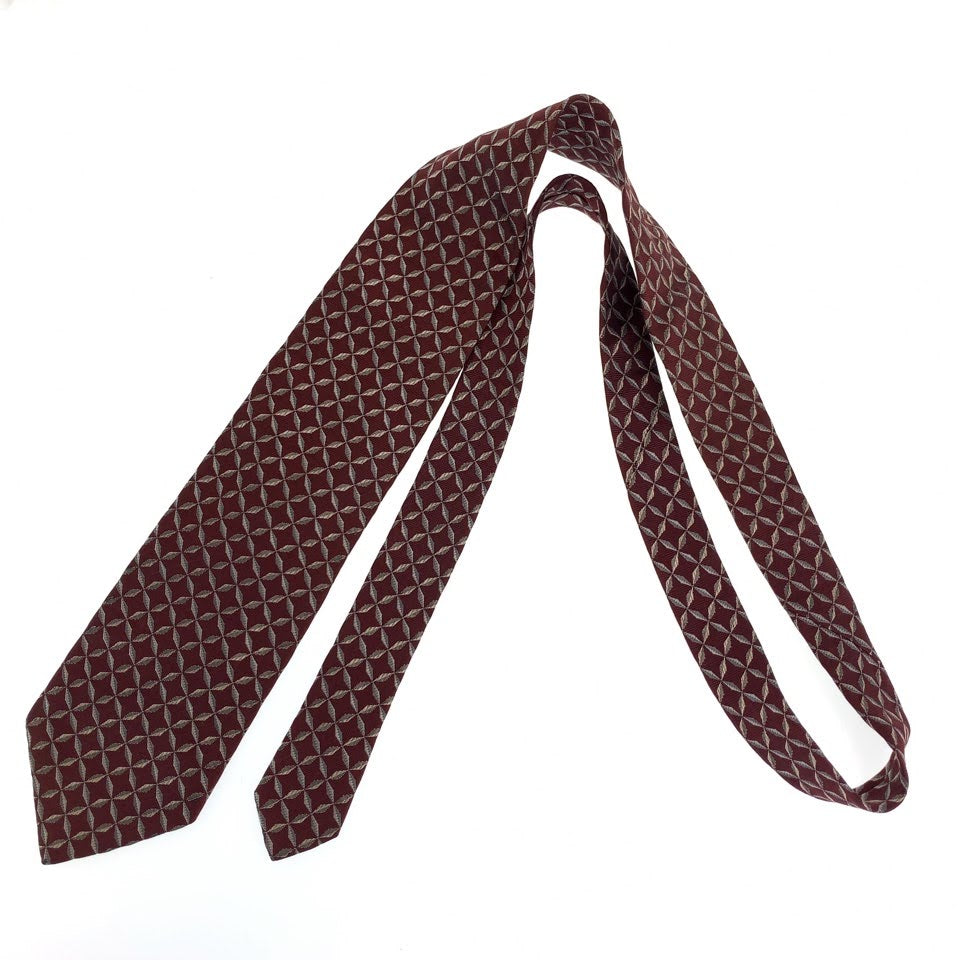 Yves Saint Laurent Silk Patterned Bordeaux Wine Red Tie in Very Good Condition