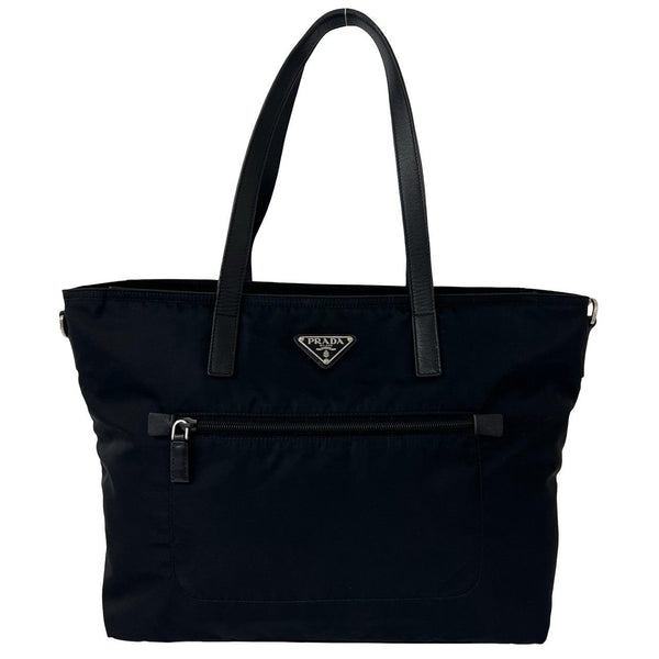Prada Nylon Leather Tote Bag