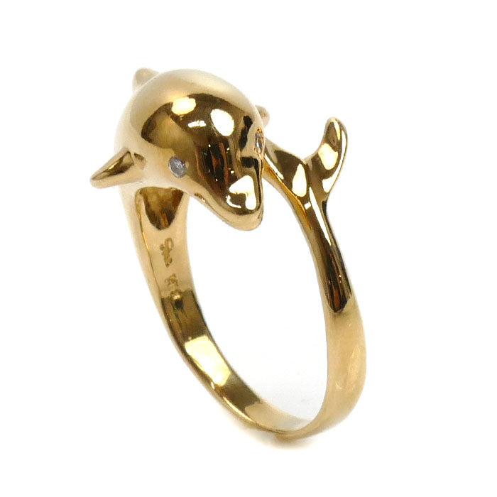 K18YG Yellow Gold Dolphin Diamond Ring