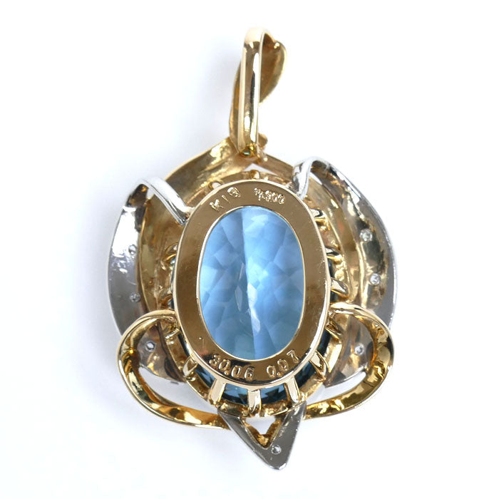 K18YG/Pt900 Blue Topaz Pendant 30.06ct