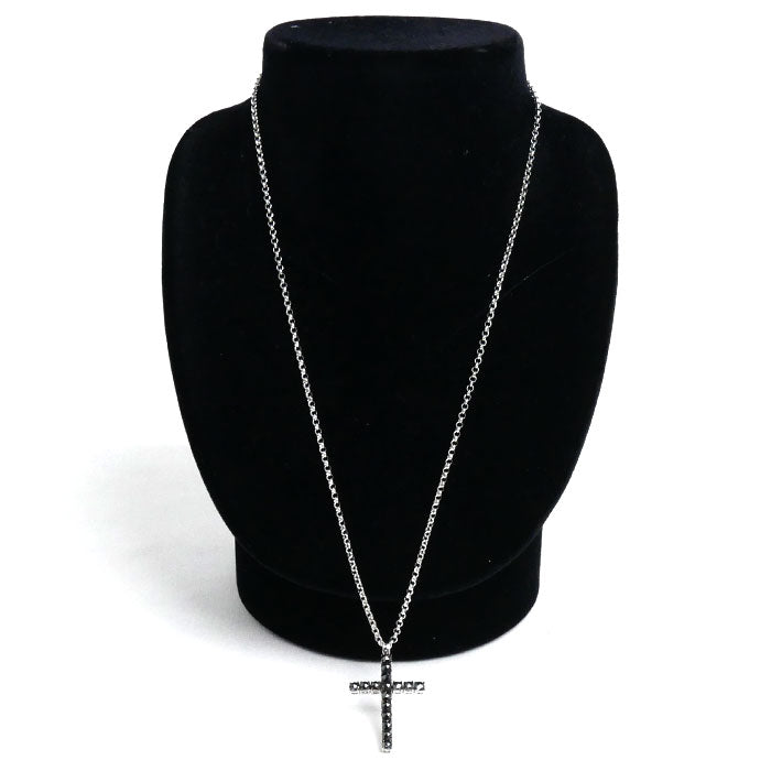 K18WG White Gold Black Diamond Cross Necklace