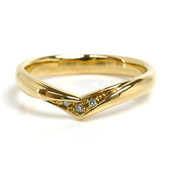 K18YG Yellow Gold Diamond V-Shaped Ring