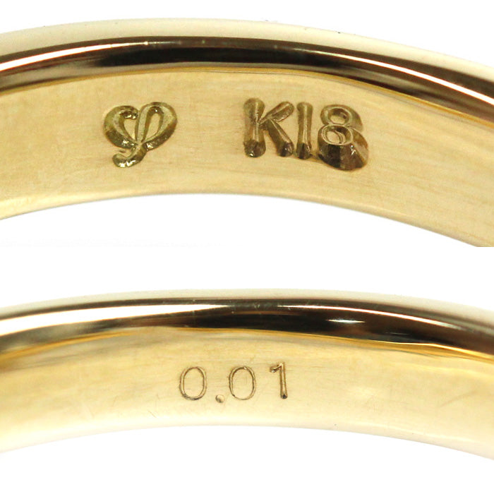 K18YG Yellow Gold Diamond V-Shaped Ring