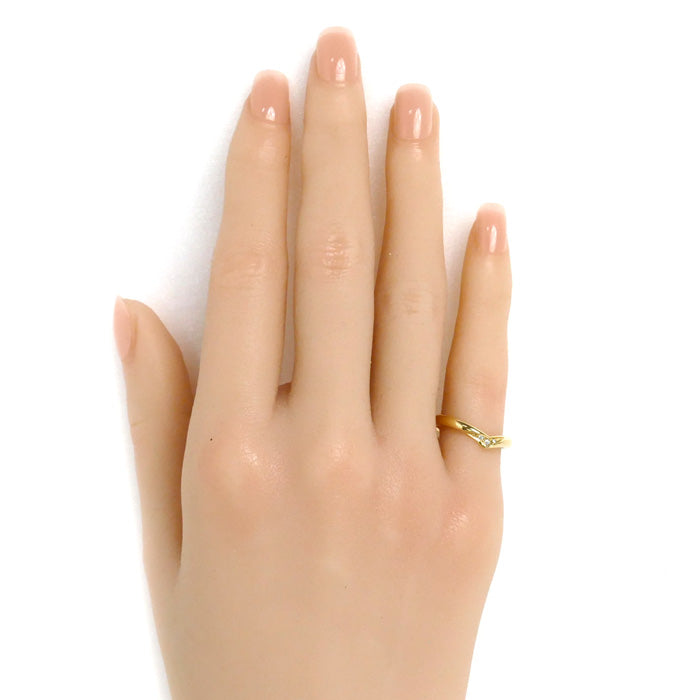 K18YG Yellow Gold Diamond V-Shaped Ring