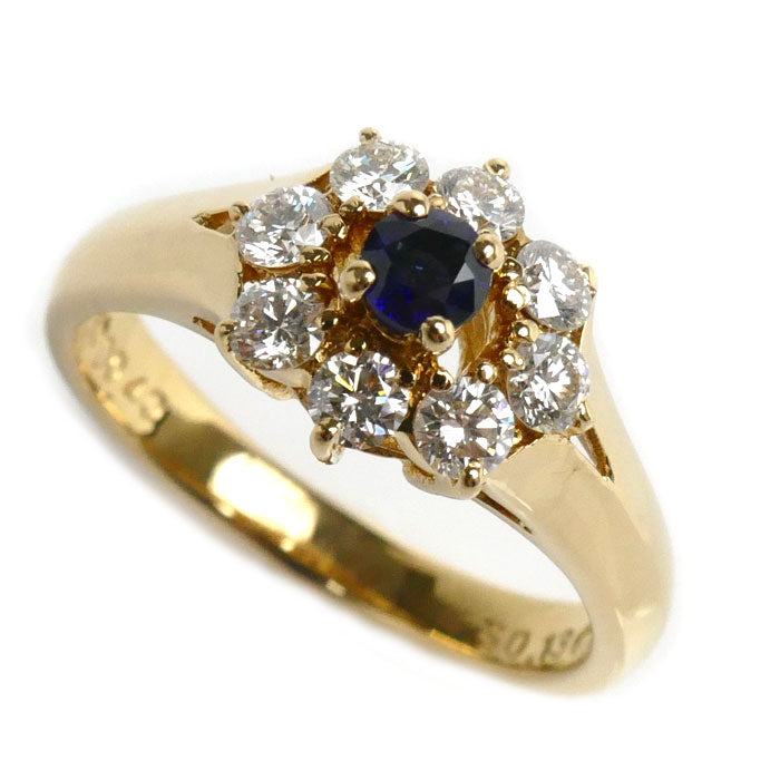 K18YG Yellow Gold Sapphire Diamond Ring