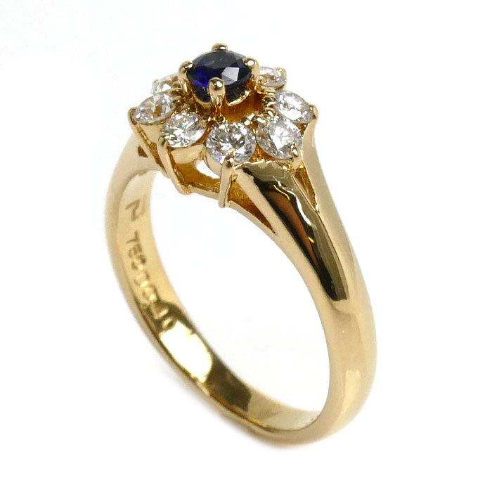 K18YG Yellow Gold Sapphire Diamond Ring