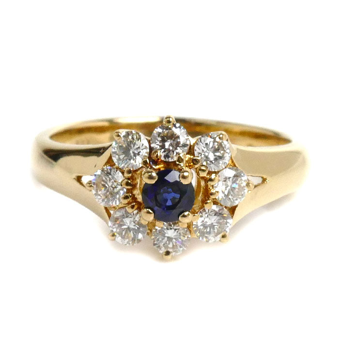 K18YG Yellow Gold Sapphire Diamond Ring