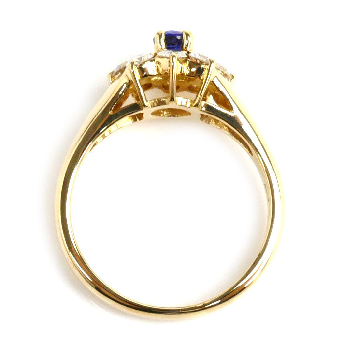 K18YG Yellow Gold Sapphire Diamond Ring