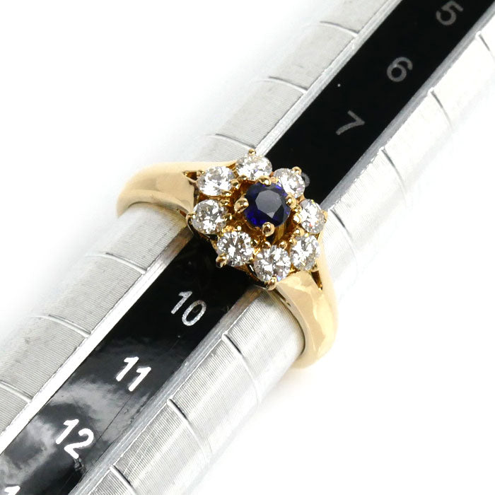 K18YG Yellow Gold Sapphire Diamond Ring