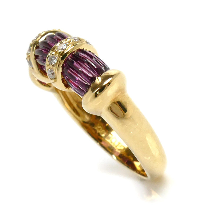 K18YG Yellow Gold Garnet Ring 12