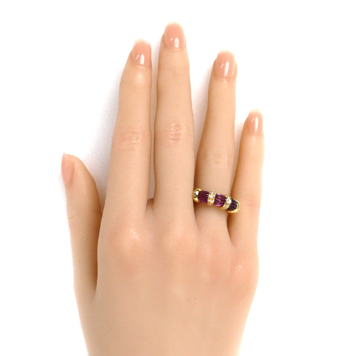 K18YG Yellow Gold Garnet Ring 12