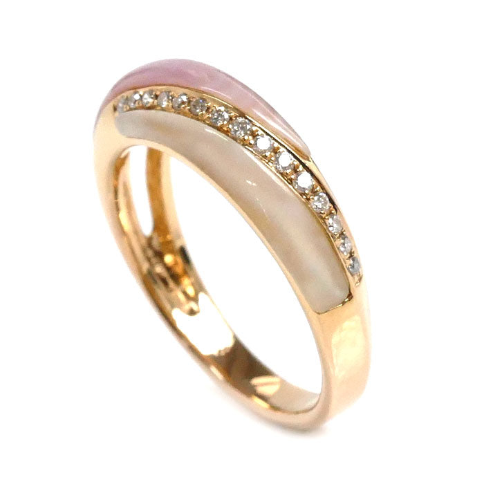 K18PG Pink Gold Diamond Shell Ring