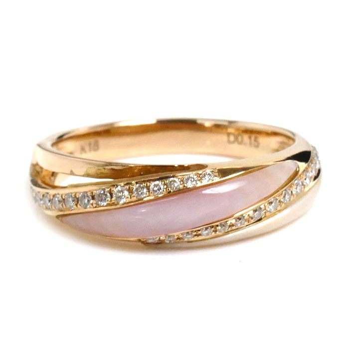 K18PG Pink Gold Diamond Shell Ring