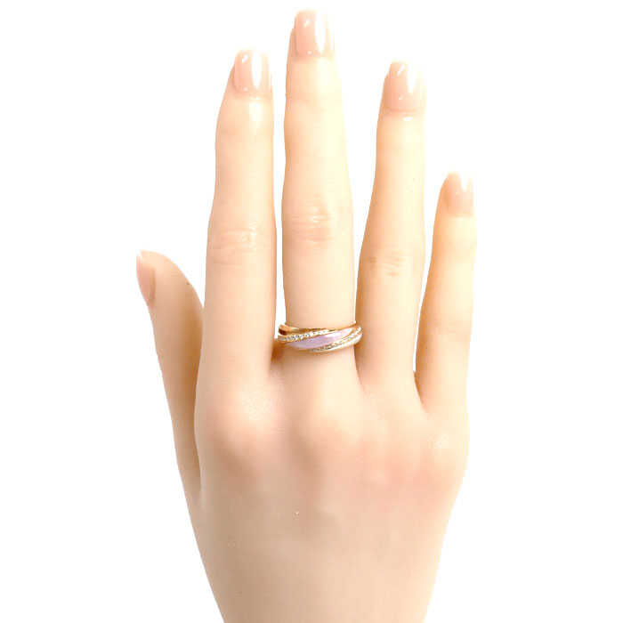 K18PG Pink Gold Diamond Shell Ring