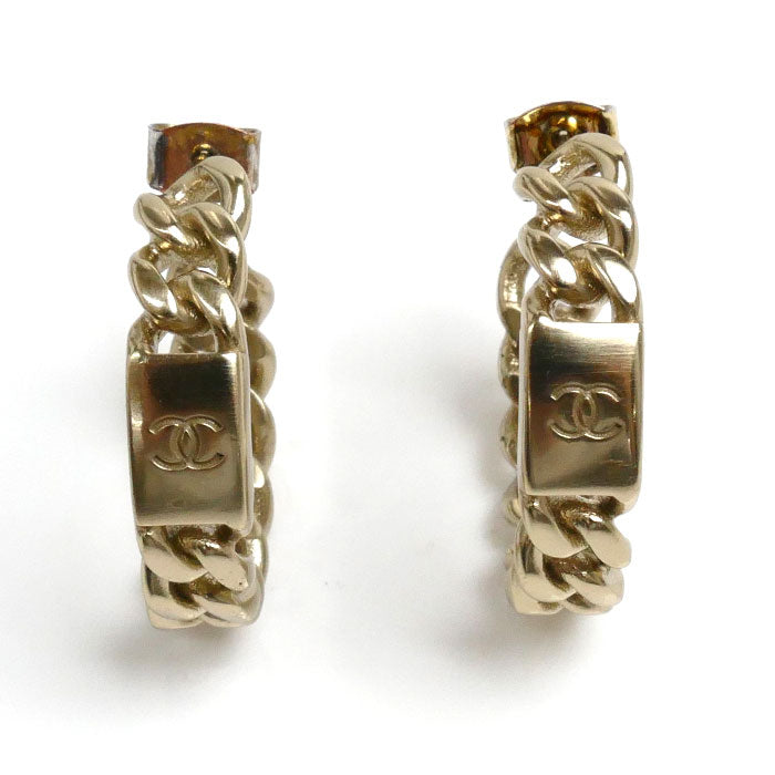 Chanel Metal Coco Mark Hoop Earrings