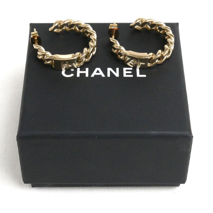 Chanel Metal Coco Mark Hoop Earrings