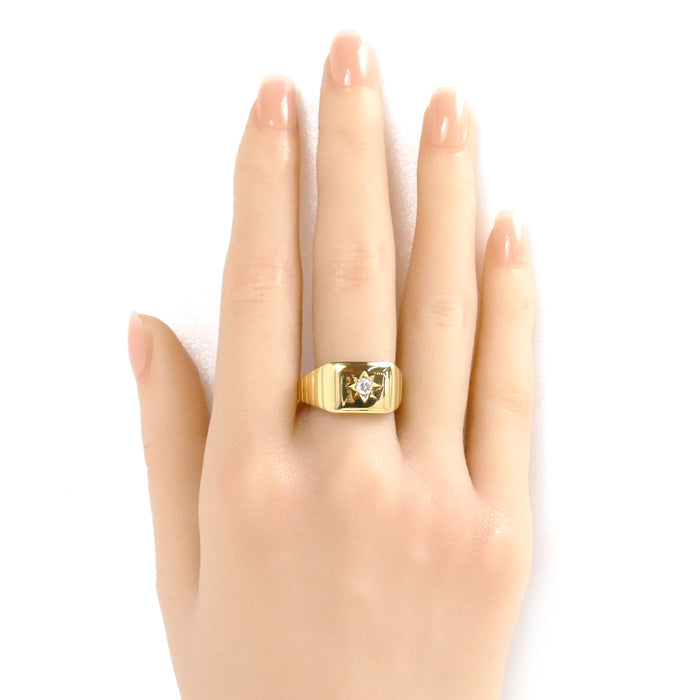 K18YG Yellow Gold Diamond Ring 19.5