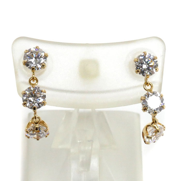 K18YG Yellow Gold CZ Earrings