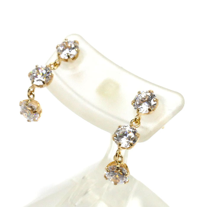 K18YG Yellow Gold CZ Earrings