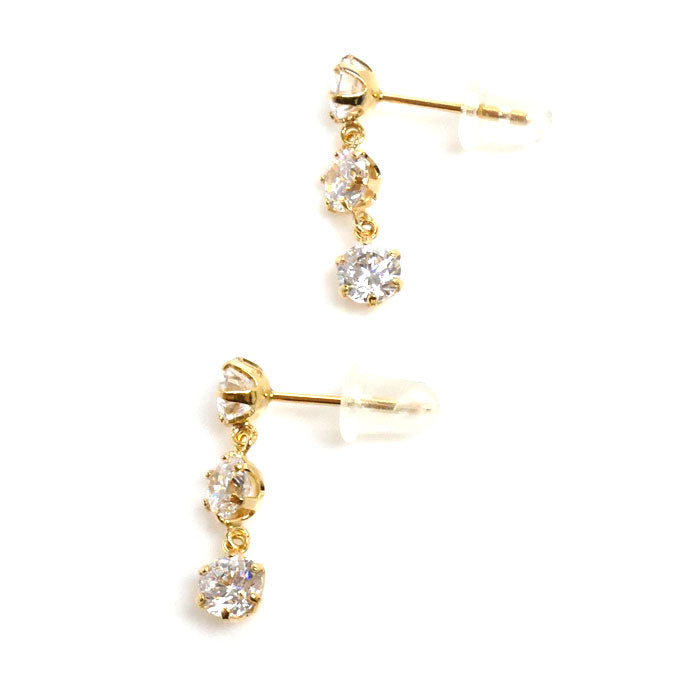 K18YG Yellow Gold CZ Earrings