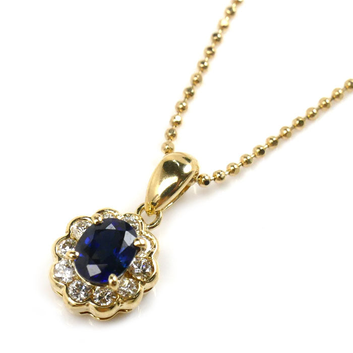 K18YG Gold Necklace Sapphire Diamond