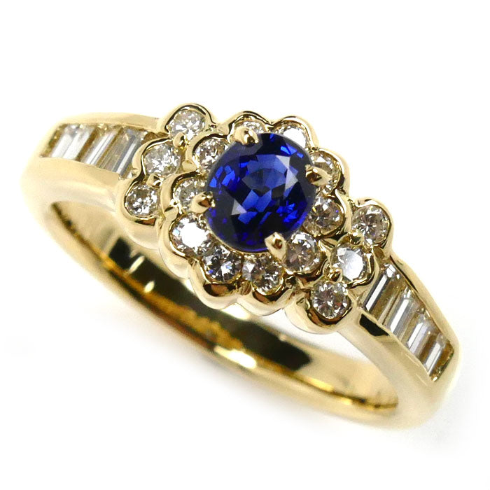 K18YG Yellow Gold Sapphire Diamond Ring