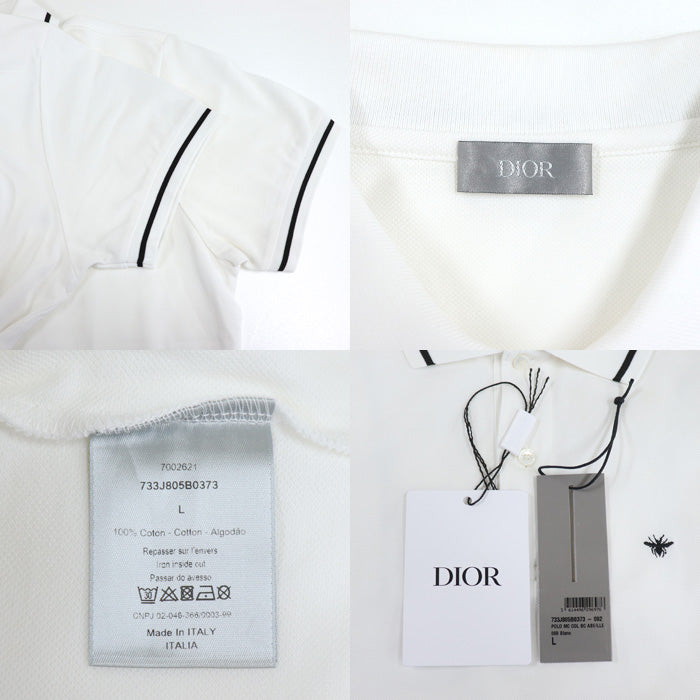 Dior Homme Bee Embroidery Polo Shirt White L