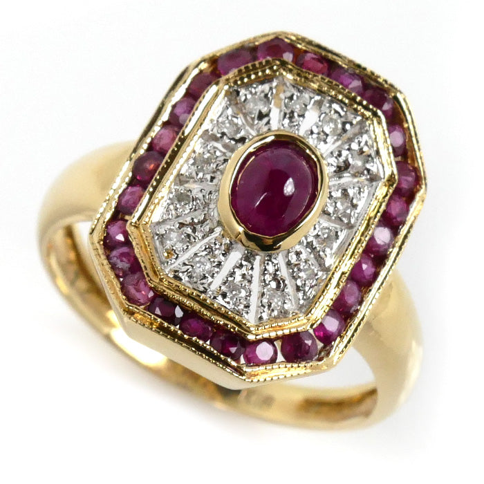 K18YG/WG Ruby Ring 0.48ct/0.70ct Diamond