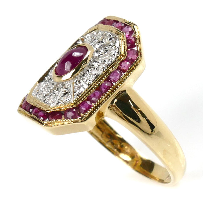 K18YG/WG Ruby Ring 0.48ct/0.70ct Diamond