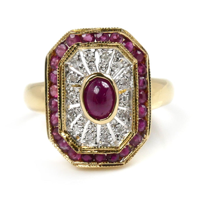 K18YG/WG Ruby Ring 0.48ct/0.70ct Diamond