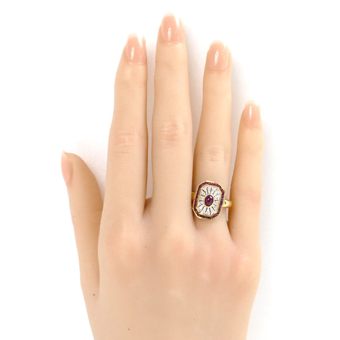 K18YG/WG Ruby Ring 0.48ct/0.70ct Diamond