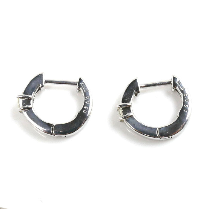 K18WG White Gold Diamond Hoop Earrings