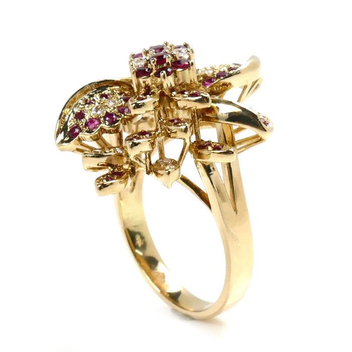 K18YG Yellow Gold Ruby Diamond Ring