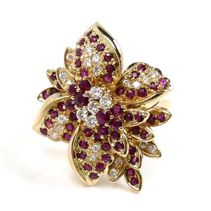 K18YG Yellow Gold Ruby Diamond Ring