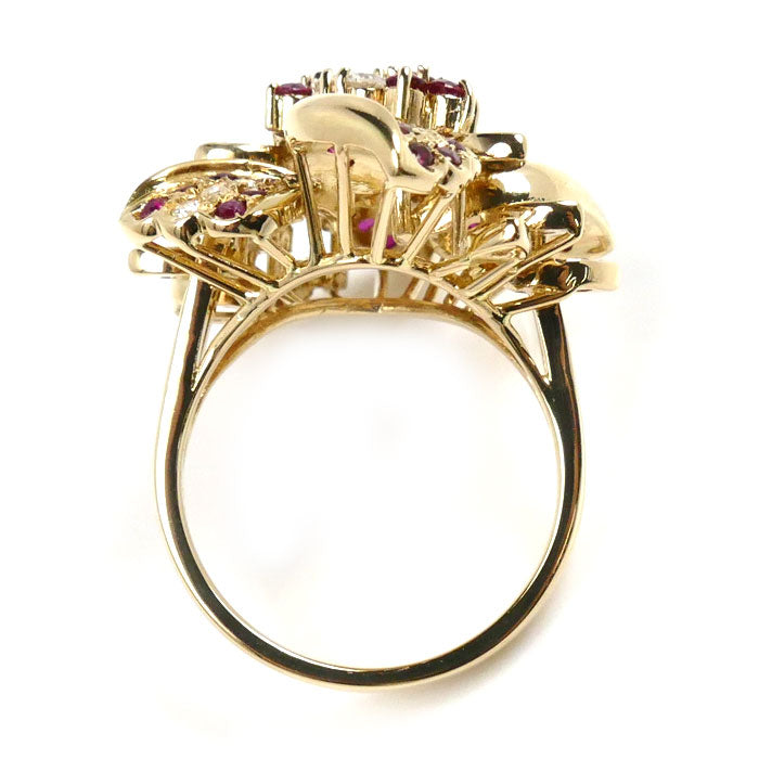 K18YG Yellow Gold Ruby Diamond Ring