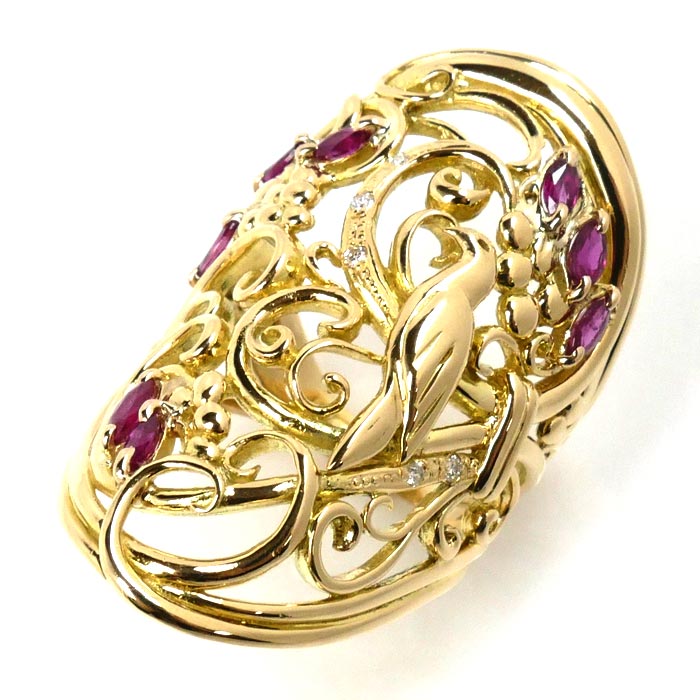 K18YG Yellow Gold Ruby Diamond Ring